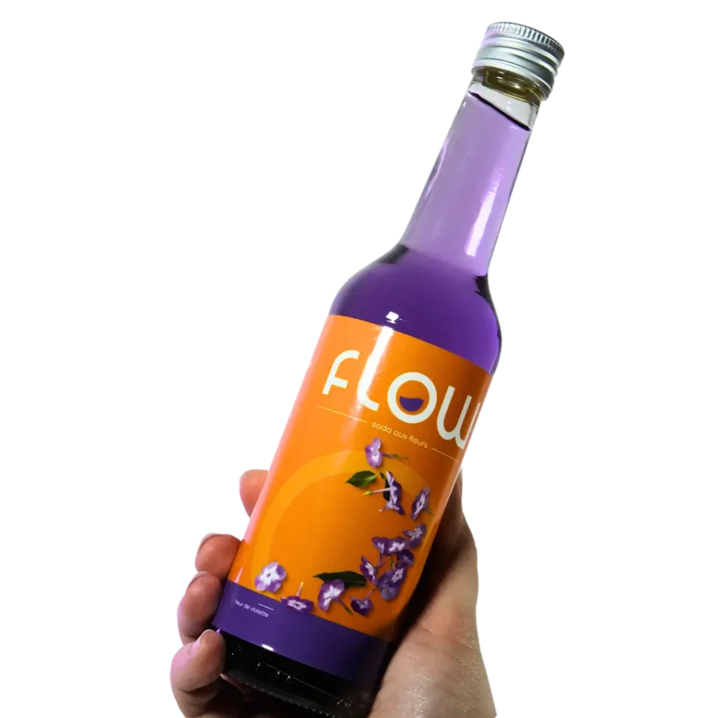 Photographie de la bouteille de soda saveur violette